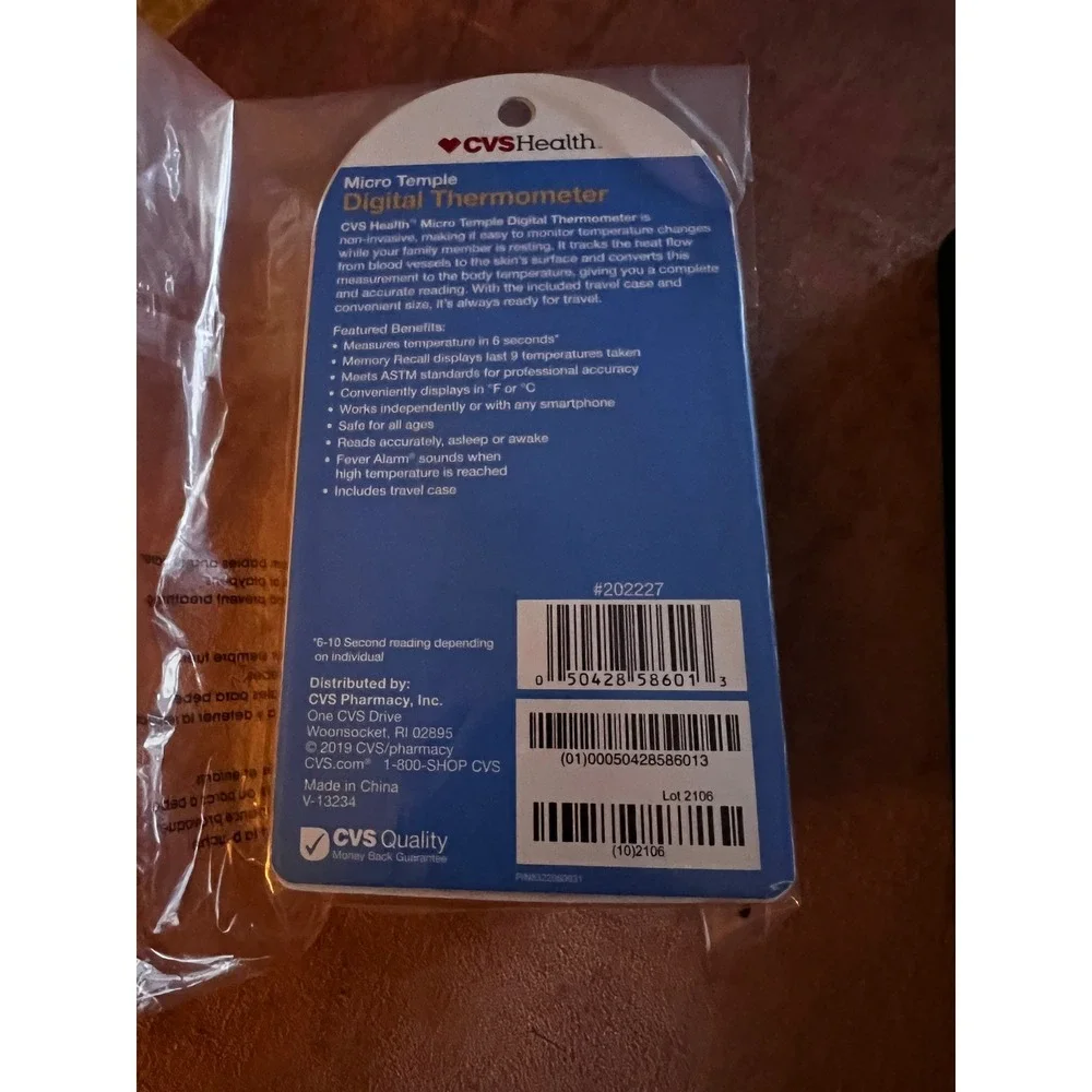 CVS Health Micro Temple Digital‎ Thermometer 6 Second Reading Fever Alarm